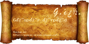 Gáspár Árpád névjegykártya